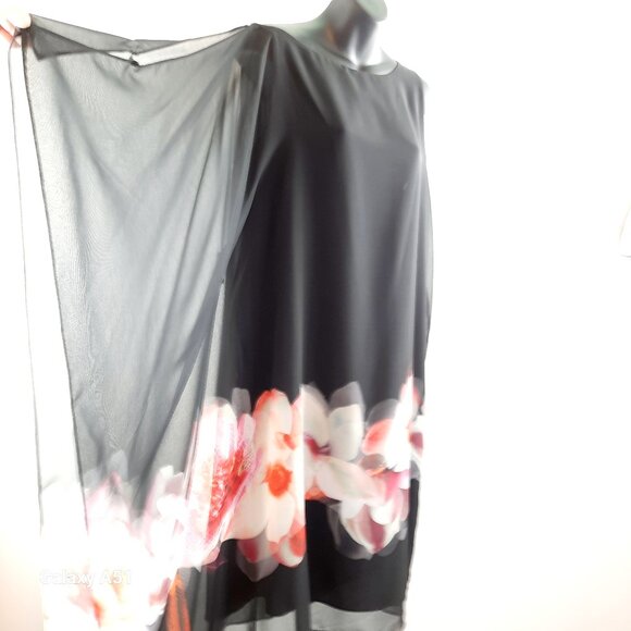 Plus Size 14 Elegant Sheer Floral  Party Tunic Midi Sheer  Dress (PP 21” ) - Picture 1 of 10